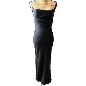Taylor Black Formal Evening Dress Satin Open Back Maxi Gown Women's Size 4 NWT